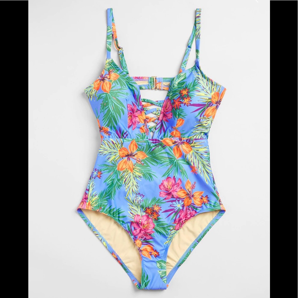 NWOT ModCloth The Jenny Floral Tropical‎ One-Piece Swimsuit